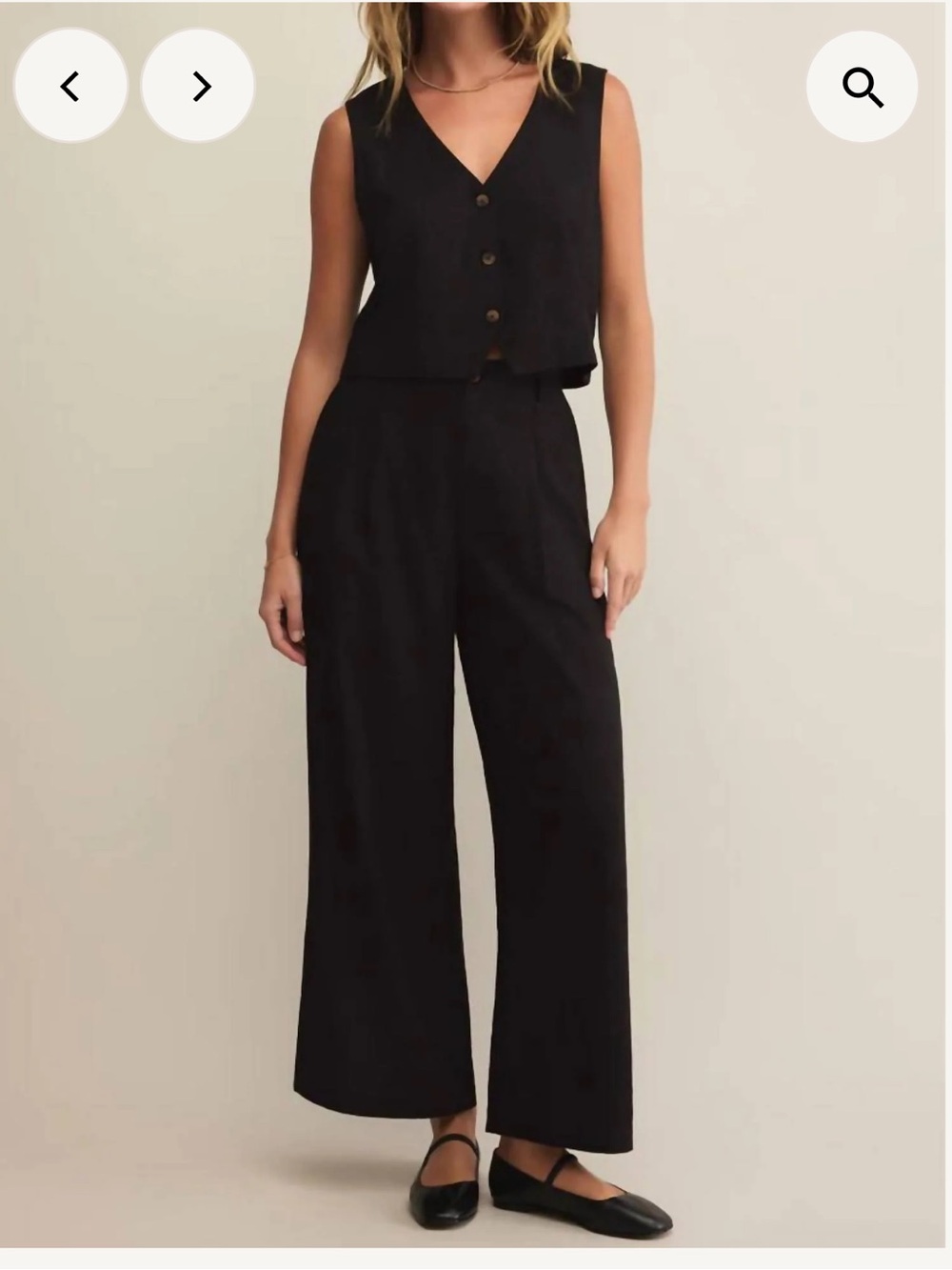 Z Supply Topanga Black Linen Wide-Leg Pants